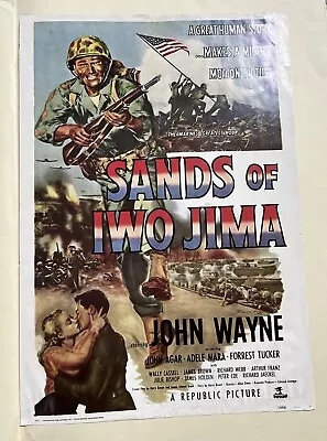 Sands Of Iwo Jima Movie Poster Starring John Wayne 1976 Marines Film USA Litho • $45