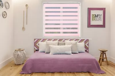 Click-IT Day & Night Zebra Vision Roller Blind - Pink - Various Sizes • £28.95