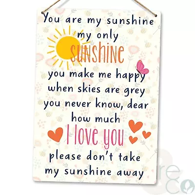 You Are My Sunshine - Metal Wall Plaque - Love Friends Gift Family Home • £6.85