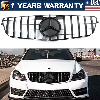 Grille For Mercedes Benz W204 C-CLASS C200 C300 Black GTR Grill W/Star 2008-2014 • $71.99