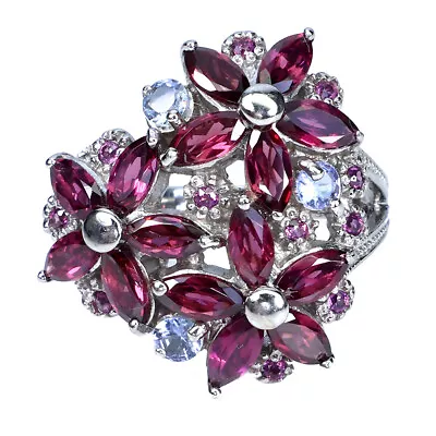 Marquise Rhodolite 6x3mm Tanzanite Gemstone 925 Sterling Silver Jewelry Ring 7 • $45