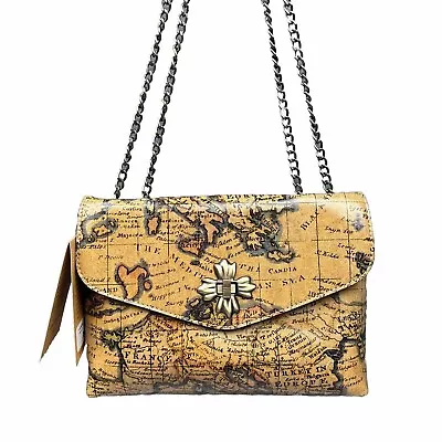 Patricia Nash Meldon Chain Leather Crossbody Bag European Map Purse $199.99 • $98