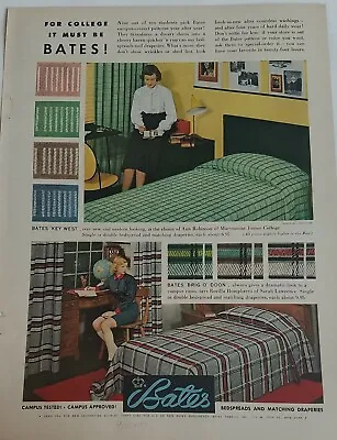 1955 Bates Bedspreads Matching Draperies Vintage Chenille Ad • $9.99