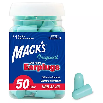 Mack's Original Soft Foam Earplugs 50 Pair Comfortable Ear Plugs  • $18.99