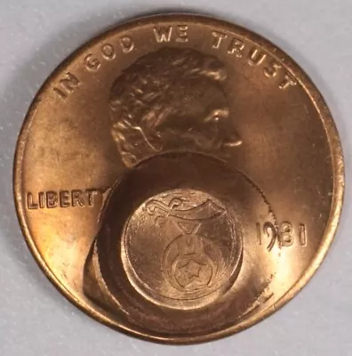 1981 Lincoln Cent With Raised Masonic Counter Stamp • $9.99