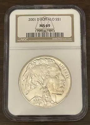 NGC MS 69 2001-D Buffalo $1 Silver (.90 Silver) NO RESERVE • $51