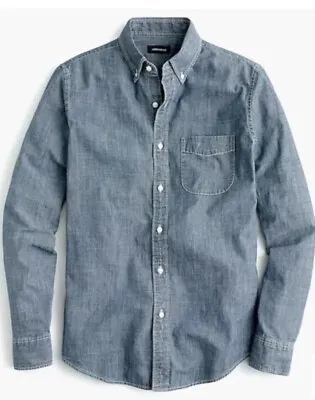 J Crew SzS Japanese Blue Chambray Slim Fit Long Sleeve Shirt #03066 • $25