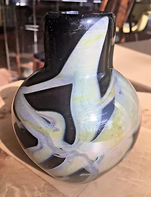 Mcm  Modern Vintage Art Glass Vase Artist Signed ? • $74