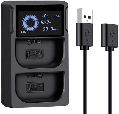 LCD Display USB Dual Battery Charger For Canon LP-E6 Battery EOS 5D2 5D3 60D 6D • £13.29