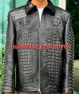 100% RealGenuine CROCO.DILE/GATOR Leather Skin Mens JacketBomber Jacket • $2999