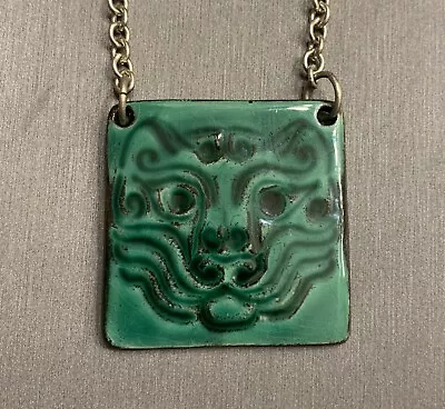 FYRBO Denmark Danish Modernist Vintage Green Cat Pendant Necklace • $45