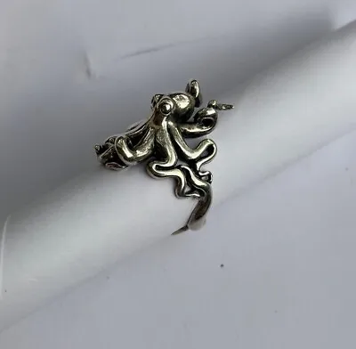 Rare Vintage KABANA 925 Sterling Silver Octopus Ring Size 10 • $250