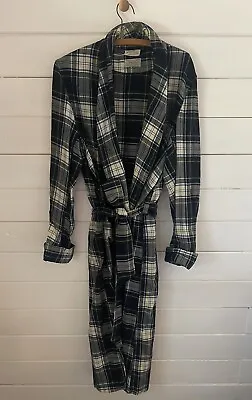 VINTAGE VIYELLA Mens Wool Robe Tartan Plaid Belted Great Britain M/L • $59.95