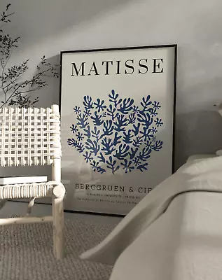 £11 • Buy Retro Henri Matisse Print In Navy Blue And Beige / Cutouts Print/ Bedroom Print