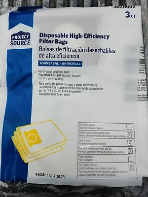 Project Source Disposable High Efficiency Filter Bags (3) Micron 97 4-8 Gallons • $10.99