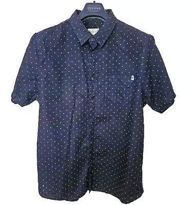 Onfire Blue Polka Dot Short Sleeve Shirt - Size XL • £5