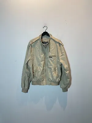 Vintage Members Only Jacket Mens Size 44 Beige Classic Iconic Racer Coat Zip Up* • $26.95
