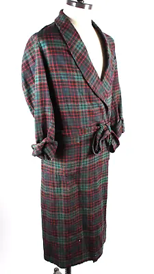 Vintage 60s Pendleton Wool Plaid Bathrobe Robe House Coat Men's Size Medium USA • $34.95