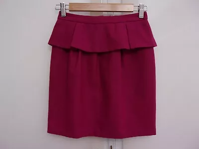 £11.99 • Buy Topshop Ladies Girls Cerise Pink Peplum Trim Wool Blend Smart Mini Skirt Size 6