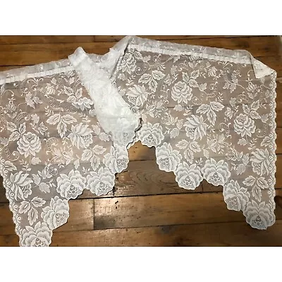 Vintage Lace Embroidered Window Curtain Drapery Swag Valance Floral • $30