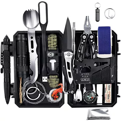 Outdoor 24 In1 Survival Kit Camping Emergency Gear Tactical Tools EDC Tool Case • $59.84