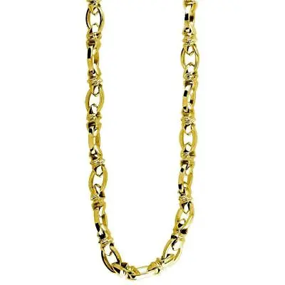 Mens Medium Size Twisted Bullet Link And Open Oval Link Chain In 14k Yellow Gold • $14017