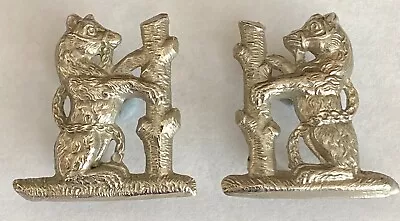 Pair. Early Version (bear Sitting) Warwickshire Regt Volunteers WM Collar Badges • £19.99