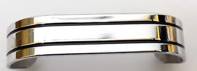 3 Drawer Pulls Handle Polished Chrome Black Lines Mid Century Amerock E 0265 • $19.43