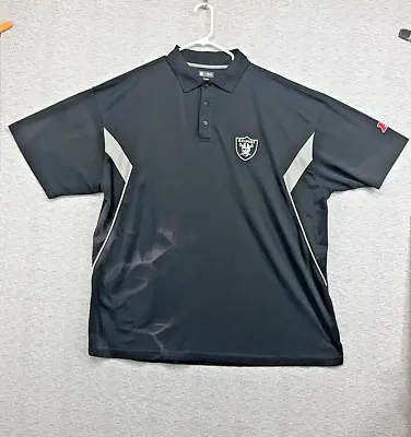 Mens NFL Raiders Polo DriFit Team Apparel Black Size 3XL Logo Flawed Golf Game • $14.99