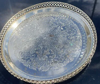 Round Tray Silver Plated Queen Anne Style /23 Cm /3 X Ball Feet/ Lattice • £15