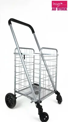 Collapsible Shopping Cart Folding Shopping Trolley Grocery Basket 30kg Max 0754 • $58.99