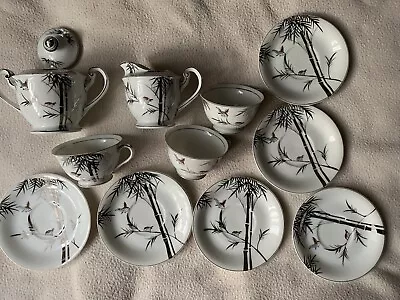 Vintage Retro Japanese Kutani Tea Coffee Set 11pcs Birds Bamboo • £19.99