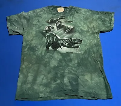 Vintage The Mountain Dinosaurs T Rex Graphic Tie Dye Shirt Mens Y2K Green XL USA • $27.99