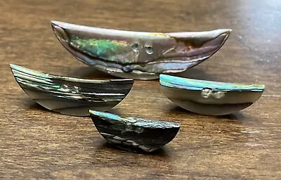 BEAUTIFUL Vintage Set Of 4 Crescent Shaped COLORFUL PAUA SHELL Buttons (H5) • $12.50