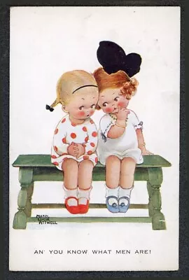 Mabel Lucie Attwell Children’s Artist You Know What Men Are Gossip Girls On Seat • £6