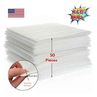 Foam Wrap Sheets 12x12x1/8  Thick Cushioning Shipping Moving Packing 50 Pcs • $11.89