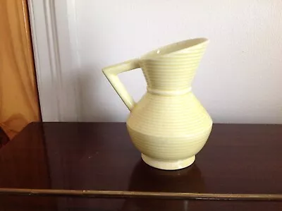 Small  Pale Lemon Yellow Ribbed Jug Royal Art Pottery Longton  76 • £9.95