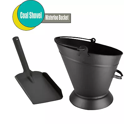 Fireside Black Shovel Set Waterloo Coal Bucket Charcoal Ash Storage Scuttle Hod • £17.98