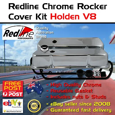 New CHROME TALL ROCKER VALVE COVERS Fits Holden V8 253 308 Kit Cap Gasket Studs • $389.75