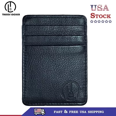 Genuine Leather Card Holder Slim RFID Blocking Real Wallet Credit Card Slots • $9.99