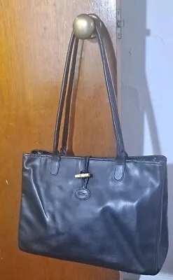 Longchamp Roseau Essential Large Black Leather Tote/Gold Bamboo Toggle France • $178