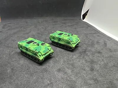 2 Small Micro Machine Plastic Military M-113 APC In Bright Green Camouflage • $17