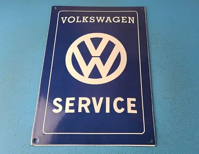 Vintage Volkswagen Sign - Service & Sales Automobile Gas Pump Porcelain Sign • $144.37