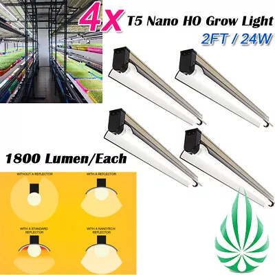 [4x] Hydroponics T5 Fluorescence Grow Light 2 Foot 24W 6500K Nano Reflector • $222