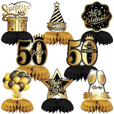 8 PCS Black Gold Desktop Decoration Vintage Tables Toppers  Birthday Celebrating • $19.31