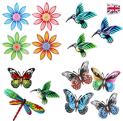 £12.52 • Buy Metal Butterfly Flower Wall Art Outdoor Fence Hanging Ornament Garden Home Decor