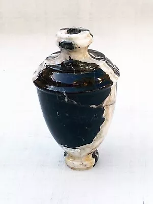 NEW OLD STOCK 3  DIA  X 5 H BLACK ZEBRA URN Onyx Marble Lamp BREAK COLUMN PART • $18