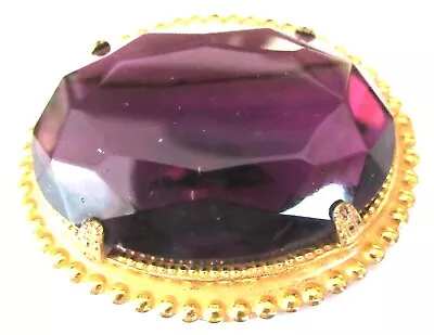 MIRIAM HASKELL Massive Purple Glass Stone Vintage Pin/Brooch • $129.99
