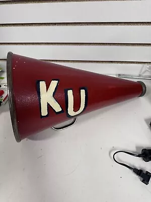 Vintage 50s? Kansas University KU Jayhawks Megaphone W Metal Ring Red BLH • $200