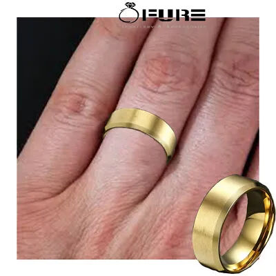 Fashionable Titanium Steel Gold Color Wedding Rings Polished Men Love Promise  • £2.99